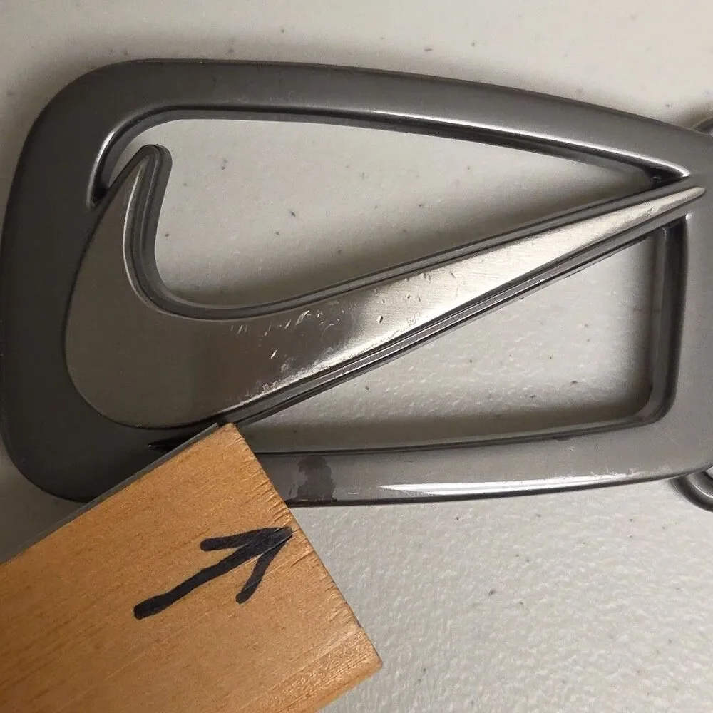 Nike Golf Grip Tech Grey Leather Belt 37” M - L Metal Swoosh Buckle
